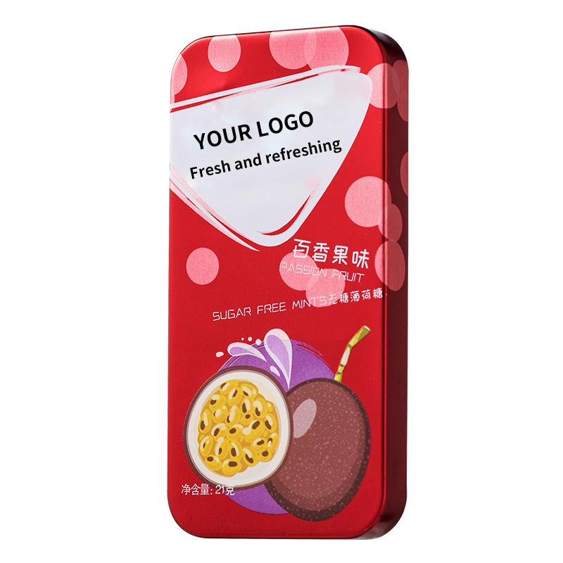 OEM ODM Vegan Custom Fruit Flavor Tin Box Cool Hard Mint Candy Kissing Fresh Breath Sugar Free Mints