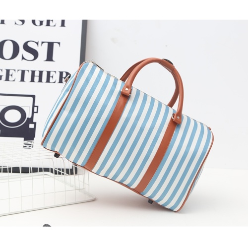 New Womens Ladies Stripe Tote Luggage Duffle Bag