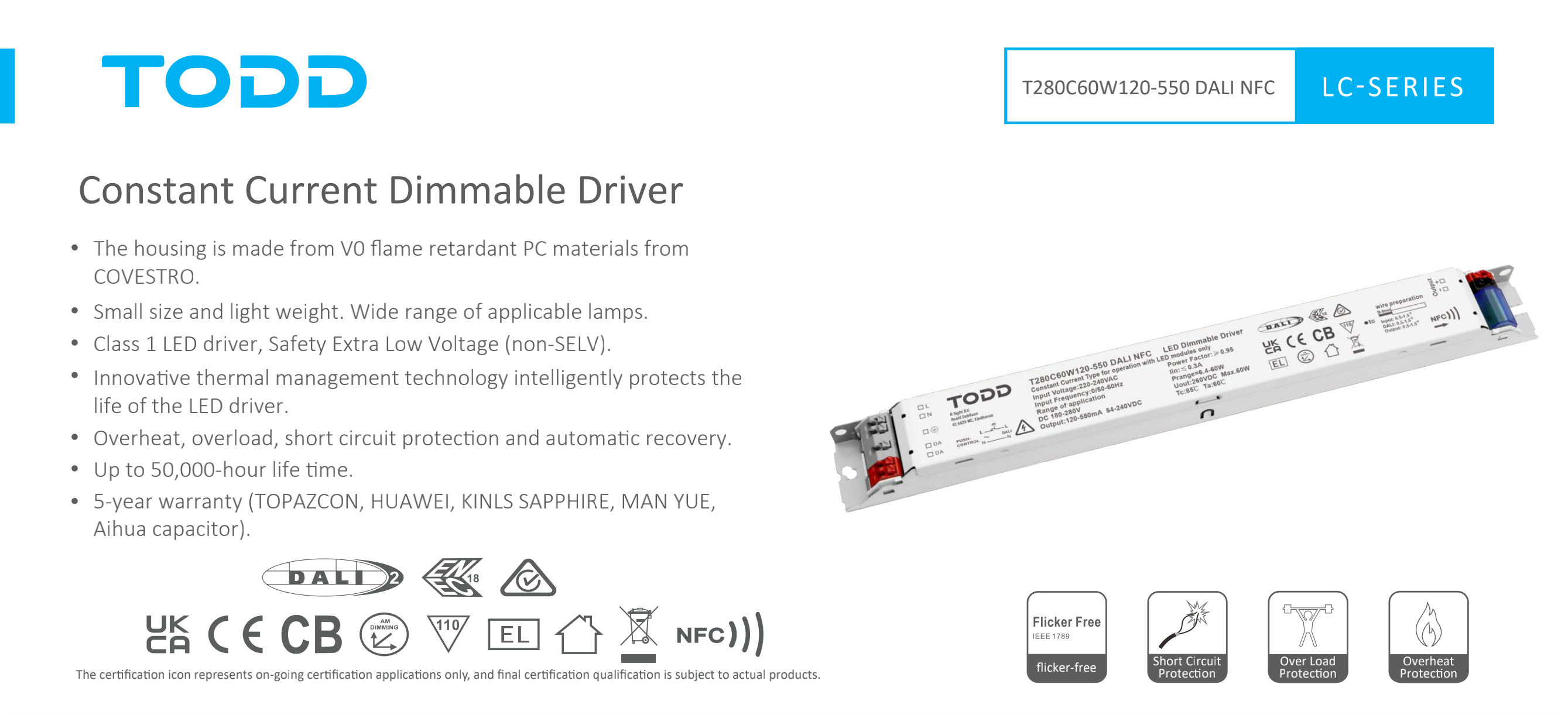 led driver T280C60W120-550 DALI NFC