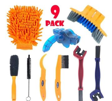 Professional 9 Pcs Bicycle Cleaning Kit: Brushes and Tools for MTB and Road Bikes