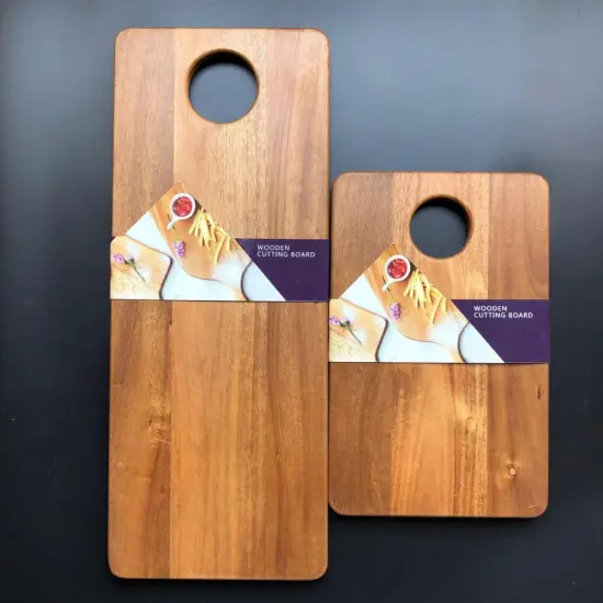 Rectangle wood chopping board with big portable hole