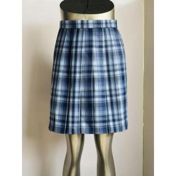 Yarn-dyed polypleated skirt in chemical fibre