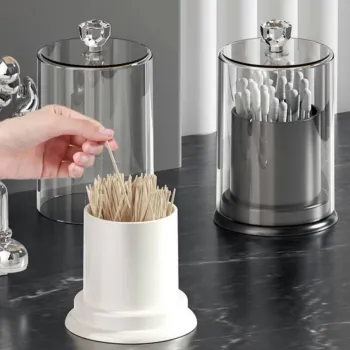 Bedroom Makeup Cotton Swab Storage Box with Cover