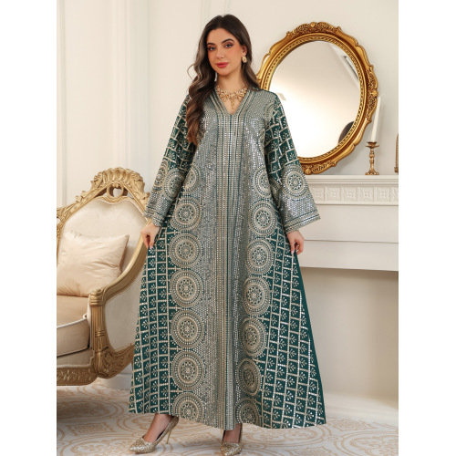 پولک دوزی طرح لوکس Kaftan Abaya با جزئیات گلدوزی