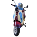 Electric Scooter with Retro Beige Maroon Blue Look