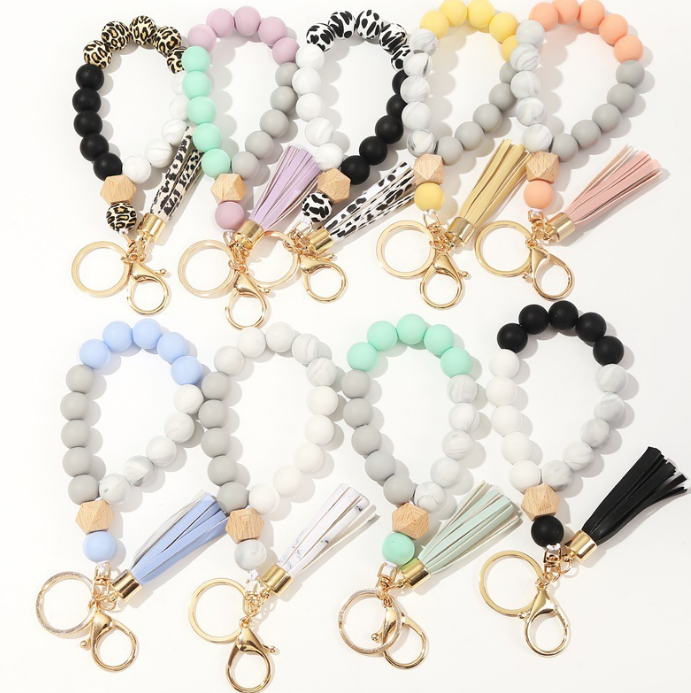 Silicone Beaded Bracelet Keychain