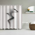 Woman's Shadow Waterproof Shower Curtain Unique Black and White Bathroom Decor