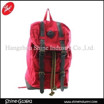 high quality school bag/canvas rucksack/fashion pu red backpack
