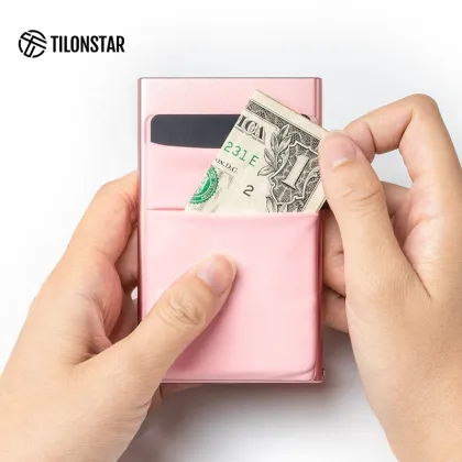 Metal Card Holder with Pop-Up Cell Phone Slot: A Stick-On Wallet for Your Phone