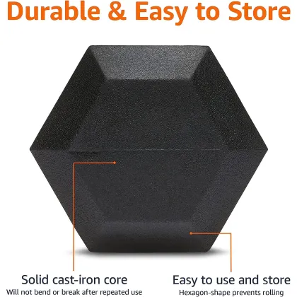 Rubber Coated Hex Dumbbells: Fitness Strength Training with Durable Cast Iron Core