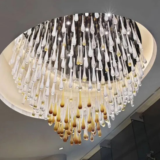 Custom Luxury Hotel Large High Ceiling Raindrop Waterdrop Chandelier