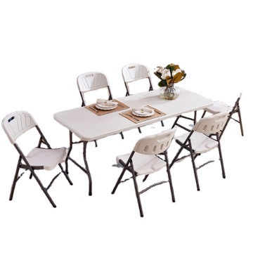 Modern Portable Plastic Folding Table and Chair Set with Rattan for Outdoor Events in Dubai