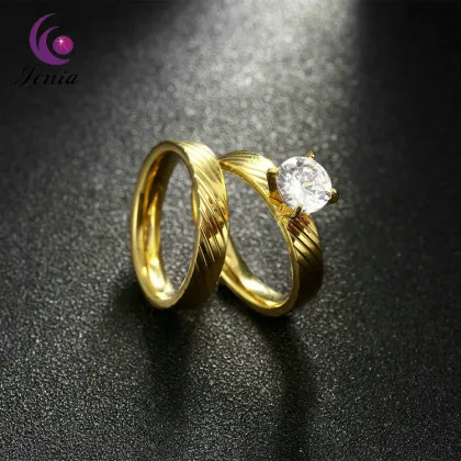Jenia New Jewelry Women Rings Healthy Titanium Gold Plated Jewellery Ring