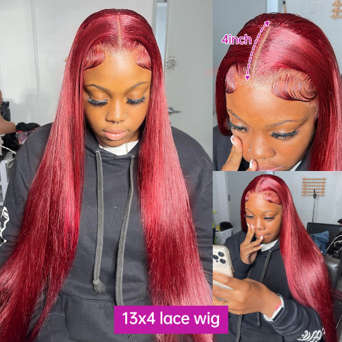 Burgundy 30 Inch Straight Lace Front Wig 13x6 HD Lace Frontal Wig 13x4 Lace Front Human Hair Wigs Brazilian Straight Closure Wig