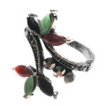 Promosi barang kemas cincin berkualiti tinggi bunga logam Perak, fesyen resin perhiasan cincin, cincin fesyen borong barang kemas