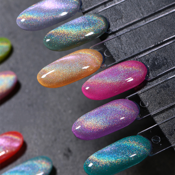 Laser Rainbow Cat Eye Magnetic Soak-Off Nail Polish UV Gel