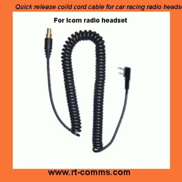 Icom 2 Pin Coiled Cord Cable for Racing Radio Headset