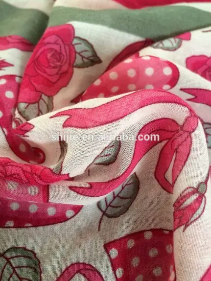 printed Polyester spun voile fabric for making scarf/high end polyester cotton like scarf fabric