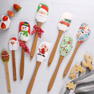 Mignon bonhomme de neige de Noël silicone de Noël gâteau spatule avec poignée en bois