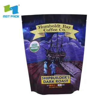 heat seal laminated aluminum foil Coffee Bean Packaging Flat Bottom Side Gusset Plastic Bag