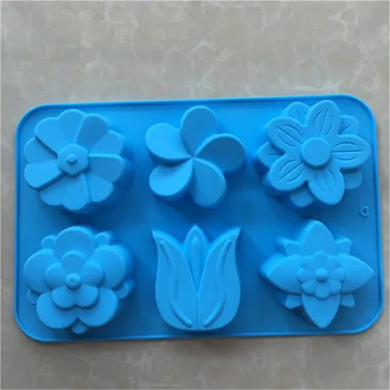 eco-friendly 6 cavity flower shaped jelly cake fondant silicone molds for baking