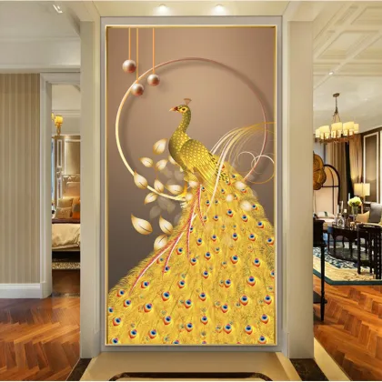 5D Diamond Peacock Crystal Porcelain Abstract Animal Paintings - Luxury Modern Home Decor
