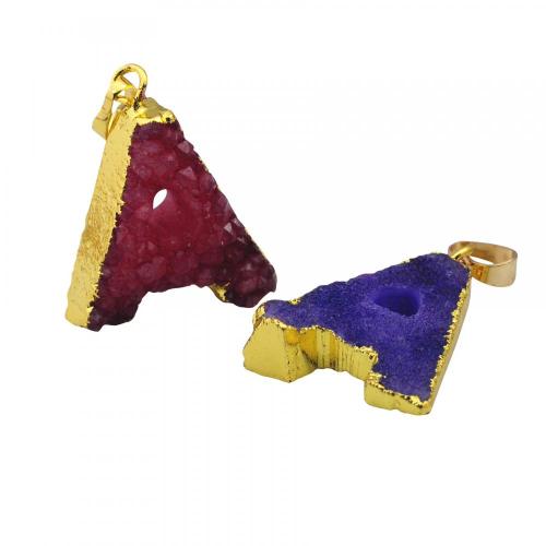 Plated Cold Colorful Alphabet Letter Shape Natural Crystal Pendant