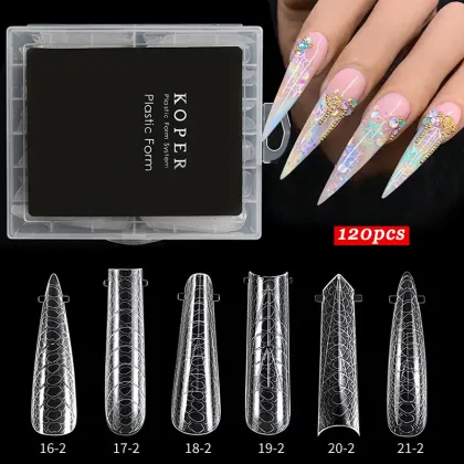 Miukiula 3D Snake Pattern Stiletto Nail Tips - Extra Long Dual Form