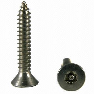 Security Self Tapping Screw, Made of Steel, Stainless Steel and Brass