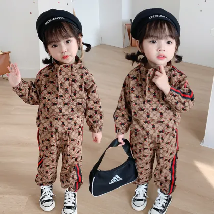 New children's clothing spring and autumn kids clothing sets girls cartoon print girls sets