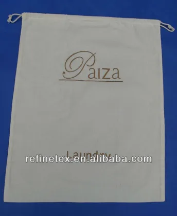 Greige fabric laundry bag for hotels and resorts