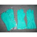 Guantes de nitrilo verdes con forro flocado