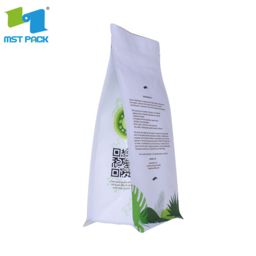 Flat bottom paper bag with zipper and valve