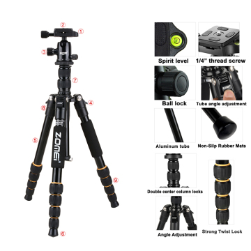 ZOMEI Q666 Plastic Tripod Kit - Professional Photography Tripod for Selfies