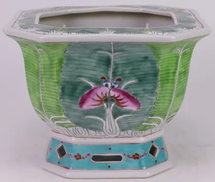 Jingdezhen Hand Painted Antique Bok Choy Square Planter