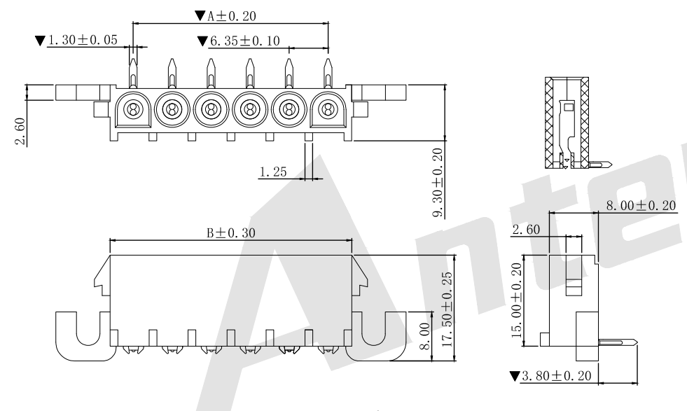 6.35mm 90° Wafer Connector Series AW6352-NP-B