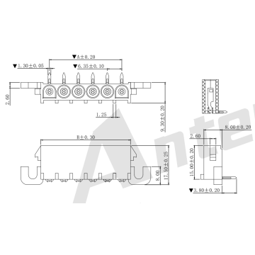 6.35mm 90° Wafer Connector Series AW6352-NP-B