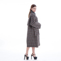 Chequered double-breasted cashmere overcoat