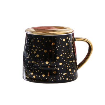 North Europe Creative Starry Sky Ceramic Coffee Mug with Lid and Spoon