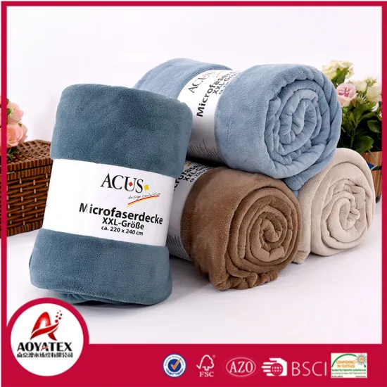 promotion stock coral fleece fabric plain blanket