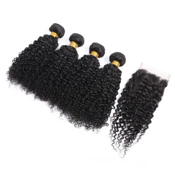 Real virgin hair bundles with lace closure , hair products wholesale unprocessed virgin natural water wave bundles with closure