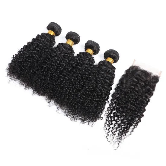 Real virgin hair bundles with lace closure , hair products wholesale unprocessed virgin natural water wave bundles with closure