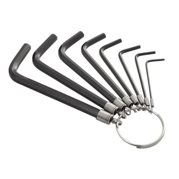 Ensemble de clés de clé Black Hex Allen de 8 pièces avec porte-clés - 1,5 mm à 6 mm
