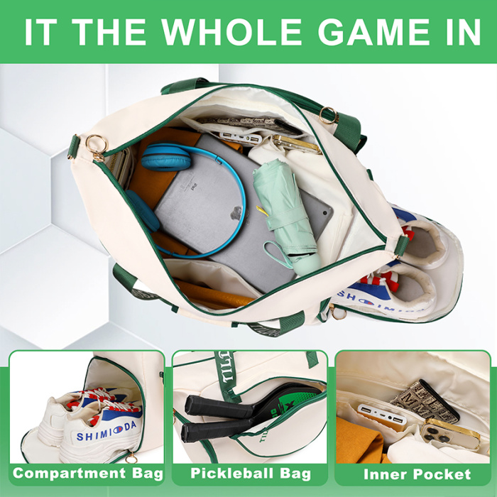 Portable Pickleball Tote Bag with Insulated Pockets