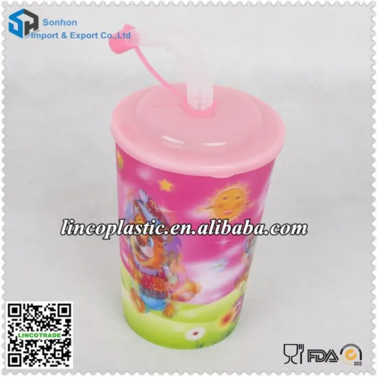 3D lenticular pp cups/3d lenticular plastic cup with straw
