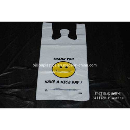 HDPE Smile Face Plastic T-Shirt Shopping Bag with Printing