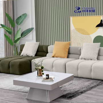 White-Green Dual-Tone Fabric Sofa for Living Room
