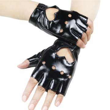 Men Women Driving Gloves Punk Short Leather Gloves Half Finger Dance Motorcycle Gloves Summer Fashion Solid Color Leopard Mitten