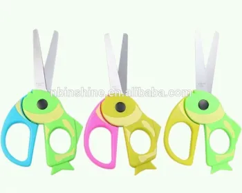 Cartoon fish shaped children scissors , children multi-color handle plastic scissors