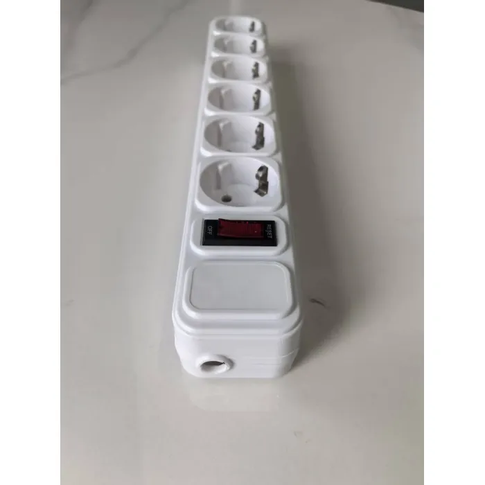 Soket Ekstensi Jerman EU 6 Arah dengan Sakelar